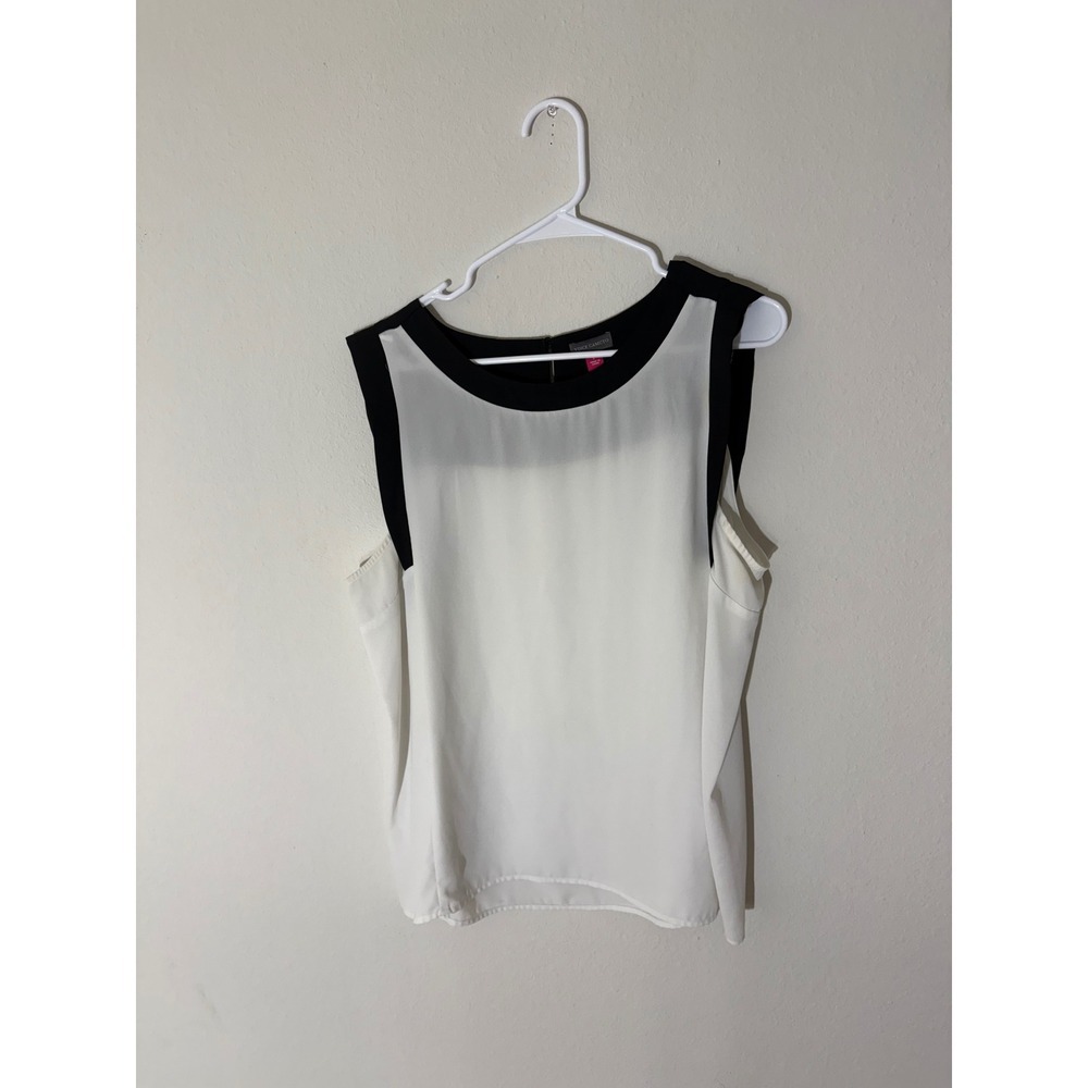 Vince Camuto Sleeveless Colorblock Top Black White Women's Size L